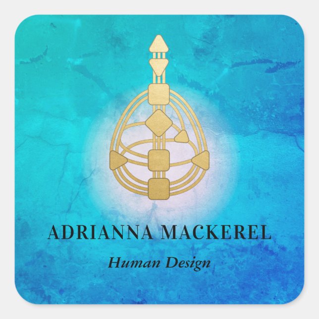 Gold Human Design Body Graph Square Sticker (Front)