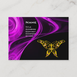 GOLD HYPER BUTTERFLY JEWEL Purple Violet Black Business Card
