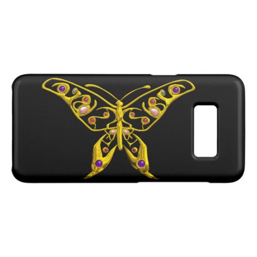 GOLD HYPER BUTTERFLY JEWEL WITH GEMSTONES Black Case_Mate Samsung Galaxy S8 Case