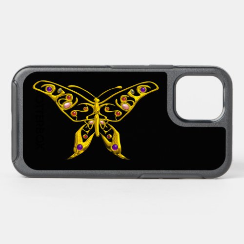 GOLD HYPER BUTTERFLY JEWEL WITH GEMSTONES Black  OtterBox Symmetry iPhone 12 Case