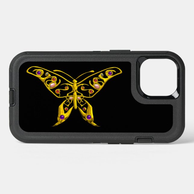 GOLD HYPER BUTTERFLY JEWEL WITH GEMSTONES Black   Otterbox iPhone Case (Back Horizontal)