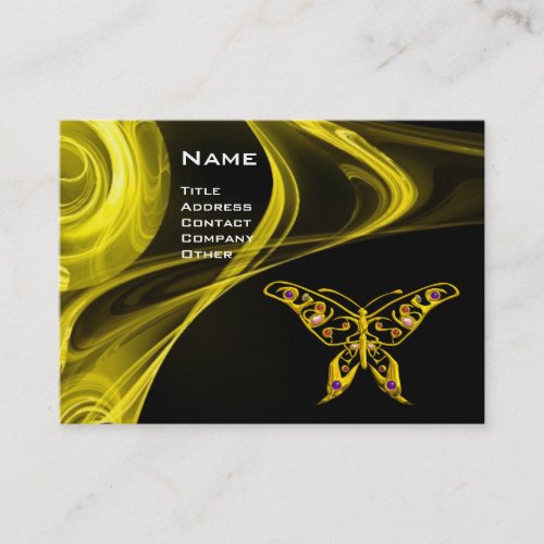 GOLD HYPER BUTTERFLY JEWEL Yellow Black Fractal Business Card