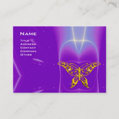 GOLD HYPER BUTTERFLY Purple Ultra Violet Lights Business Card