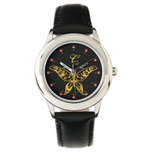 GOLD HYPER BUTTERFLY WITH GEMSTONES Monogram Black Watch