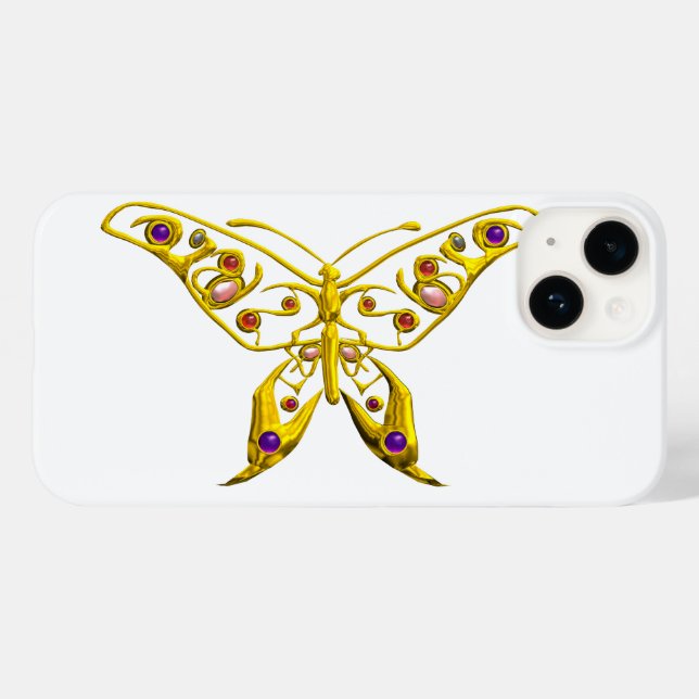 GOLD HYPER BUTTERFLY WITH GEMSTONES White Case-Mate iPhone Case (Back (Horizontal))