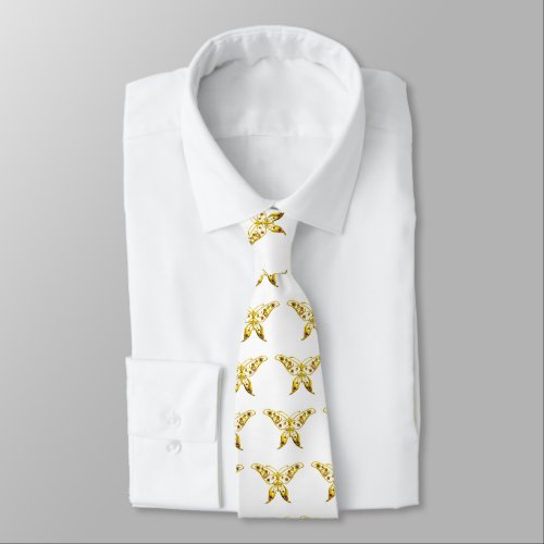 GOLD HYPER BUTTERFLY WITH GEMSTONESWhite Tie