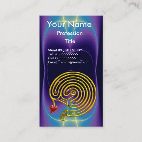 GOLD HYPER LABYRINTH  PURPLE TEAL LIGHT WAVES BUSINESS CARD