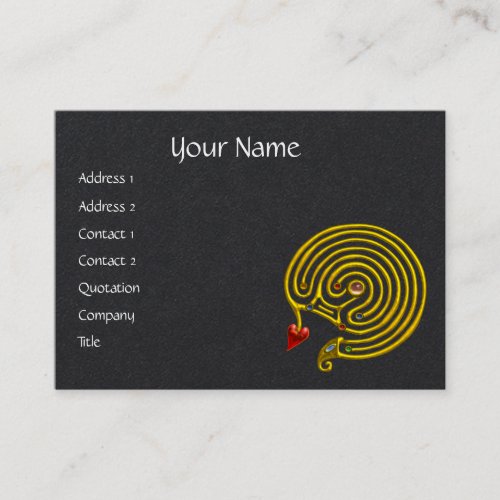 GOLD HYPER LABYRINTH WITH HEART Black Paper Business Card