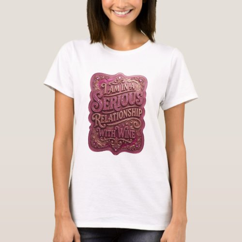 Gold I AM IN A SERIOUS RELATIONSHIP WITH WINE v2 T-Shirt