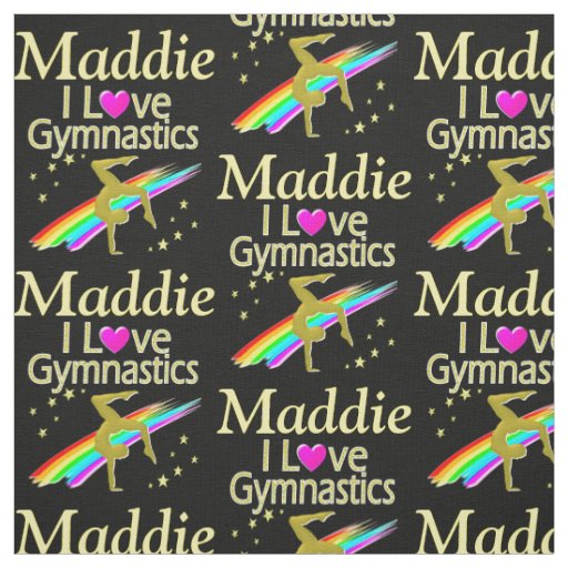 GOLD I LOVE GYMNASTICS PERSONALIZED FABRIC
