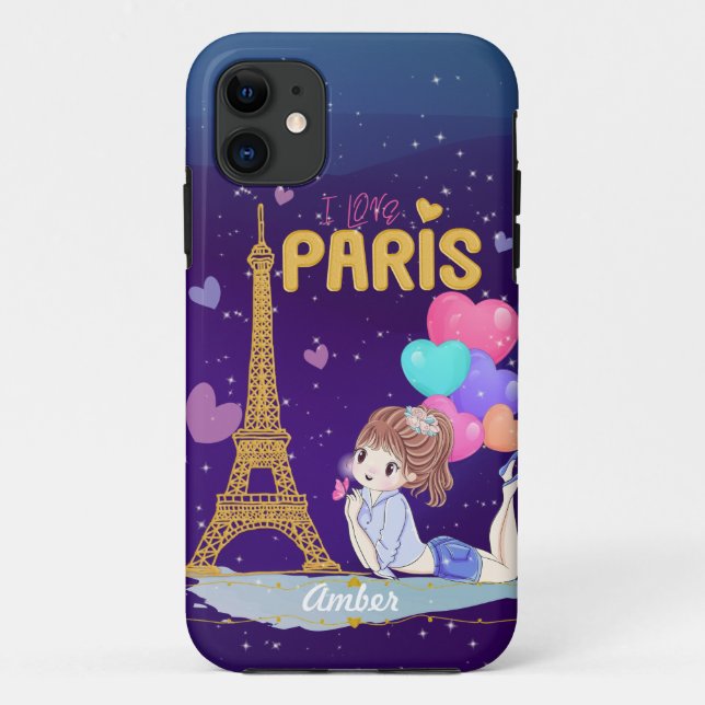Gold I Love Paris Eiffel Tower          Case-Mate iPhone Case (Back)