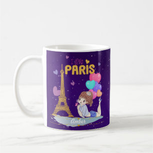 Gold I Love Paris Eiffel Tower Coffee Mug