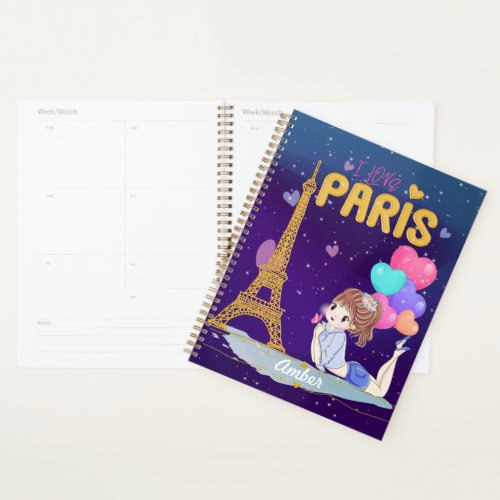 Gold I Love Paris Eiffel Tower          Planner