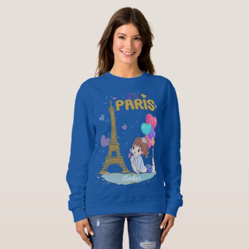 Gold I Love Paris Eiffel Tower   Sweatshirt