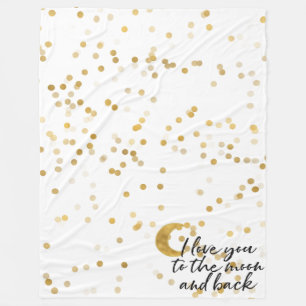 Gold I love you to the moon Confetti Fleece Blanket