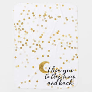 Gold I love you to the moon Confetti Receiving Blanket
