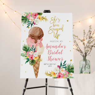 Gold Ice Cream Summer Floral Bridal Shower Welcome Foam Board