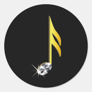 Gold Icon of a Musical Note 1/16 Classic Round Sticker