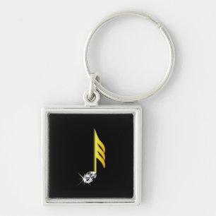 Gold Icon of a Musical Note 1/32 Keychain