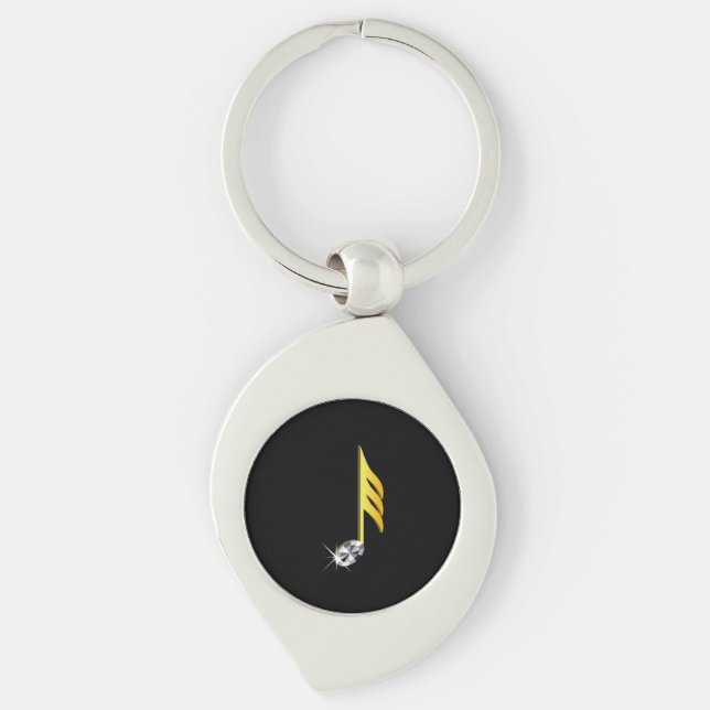 Gold Icon of a Musical Note 1/32 Keychain (Front)
