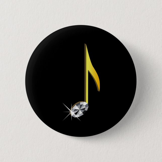Gold Icon of a Musical Note 1/8 Button (Front)