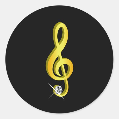 Gold Icon of a Musical Note G_Clef Classic Round Sticker