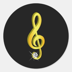 Gold Icon of a Musical Note G-Clef Classic Round Sticker