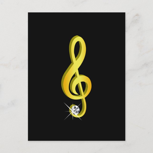Gold Icon of a Musical Note G-Clef Postcard (Front)