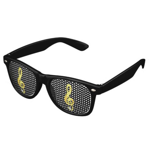 Gold Icon of a Musical Note G_Clef Retro Sunglasses
