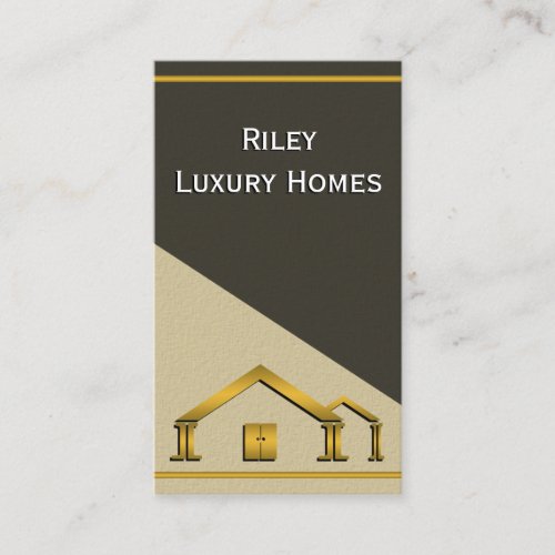 Gold Icon Vertical Home Building and Construction Business Card
