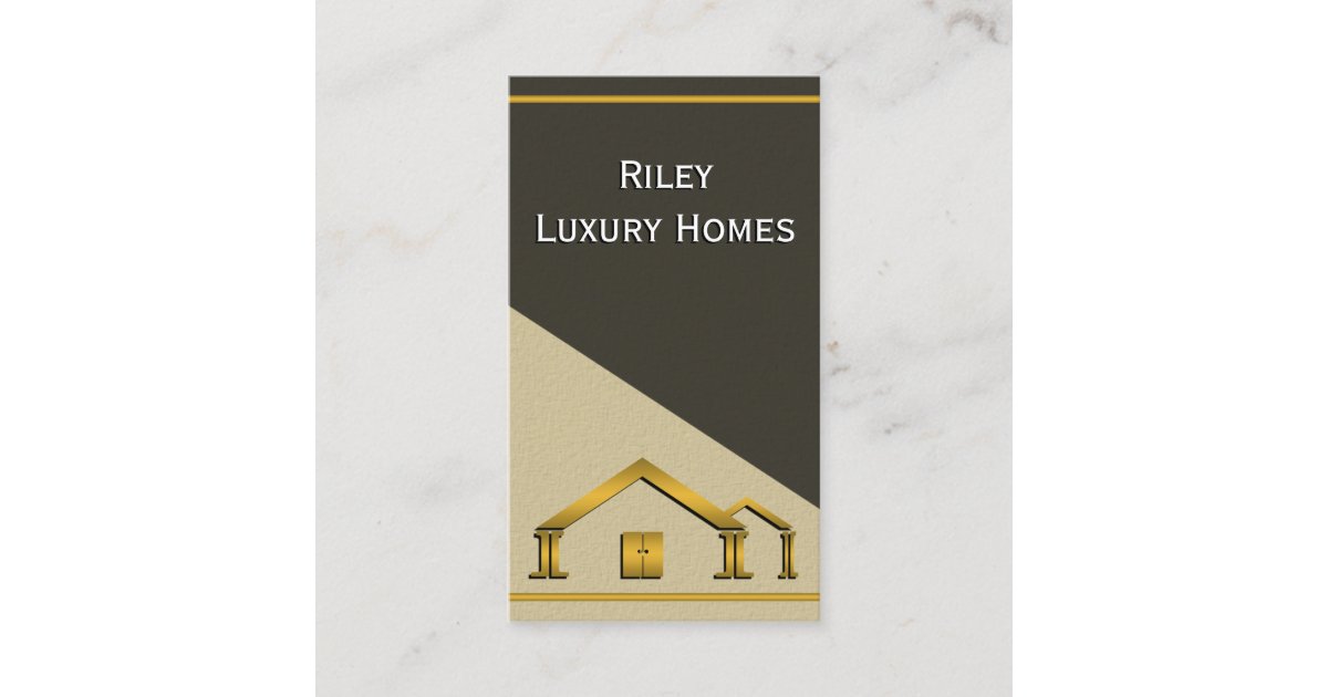 Gold Icon Vertical Home Building and Construction Business Card | Zazzle