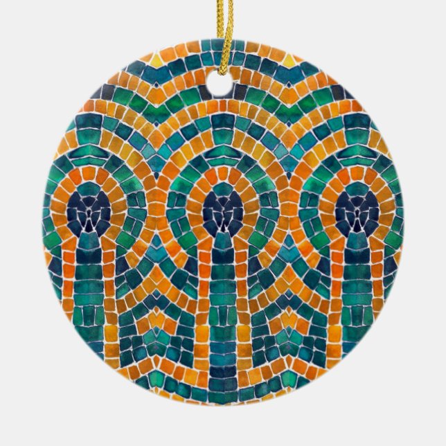 GOLD ICONS MOSAIC Ceramic Circle Ornament (Front)