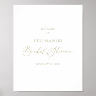 Gold Idyllic Calligraphy Bridal Shower Welcome  Poster
