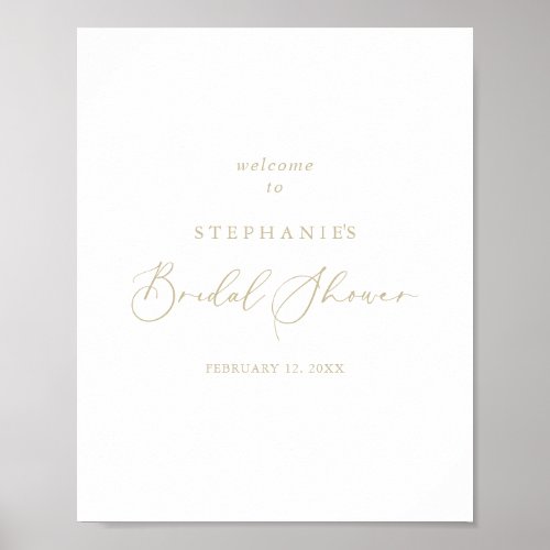 Gold Idyllic Calligraphy Bridal Shower Welcome  Poster