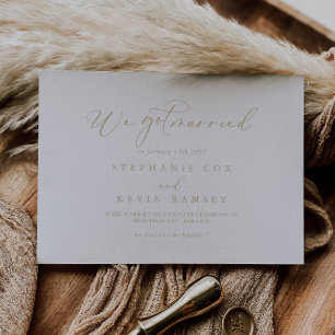 Gold Idyllic Calligraphy Elopement Announcement