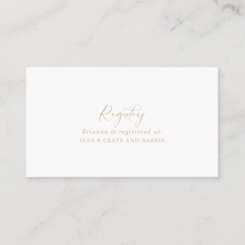 Gold Idyllic Calligraphy Wedding Gift Registry  Enclosure Card