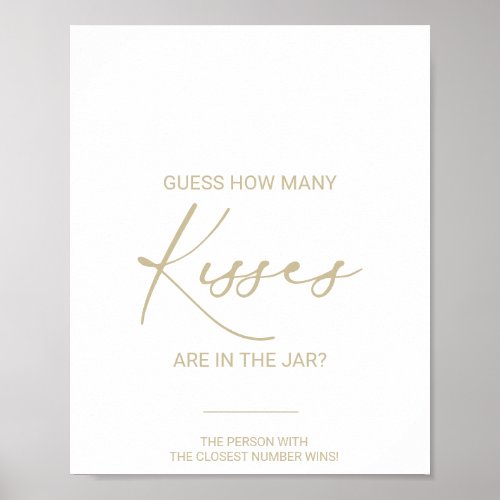 Gold Idyllic How Many Kisses Bridal Shower Game  Poster
