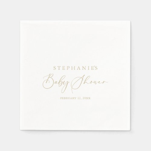 Gold Idyllic Stylish Calligraphy Baby Shower   Napkins