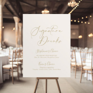 Gold Idyllic Stylish Calligraphy Signature Drinks Poster