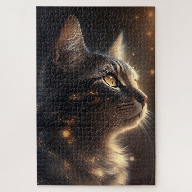 Gold Illuminated Cat Jigsaw Puzzle (Vertical)