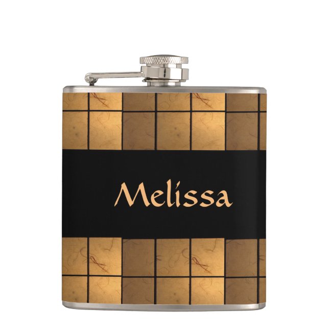 Gold Illuminated Square Pattern Flask