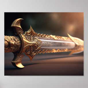Gold Illuminated Sword Poster