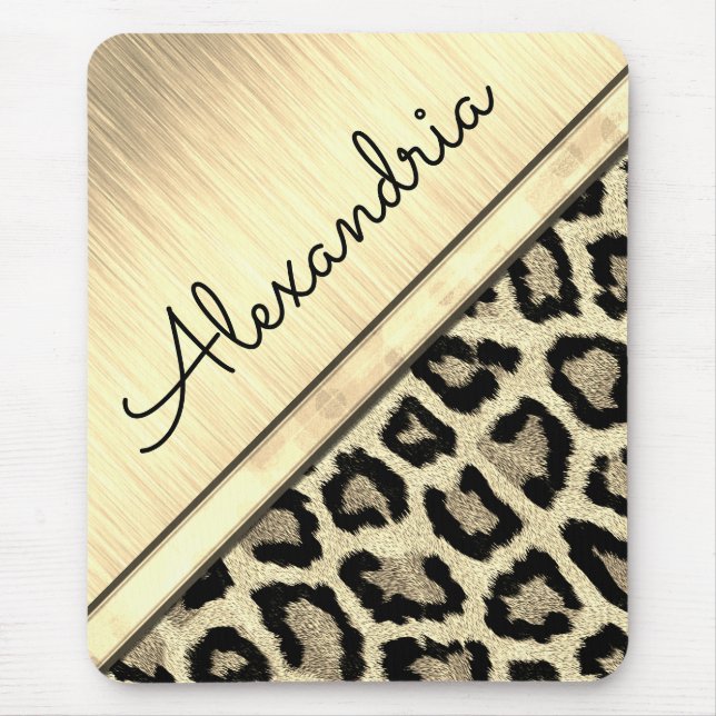 Gold Illuminating Leopard Print Mouse Pad (Front)