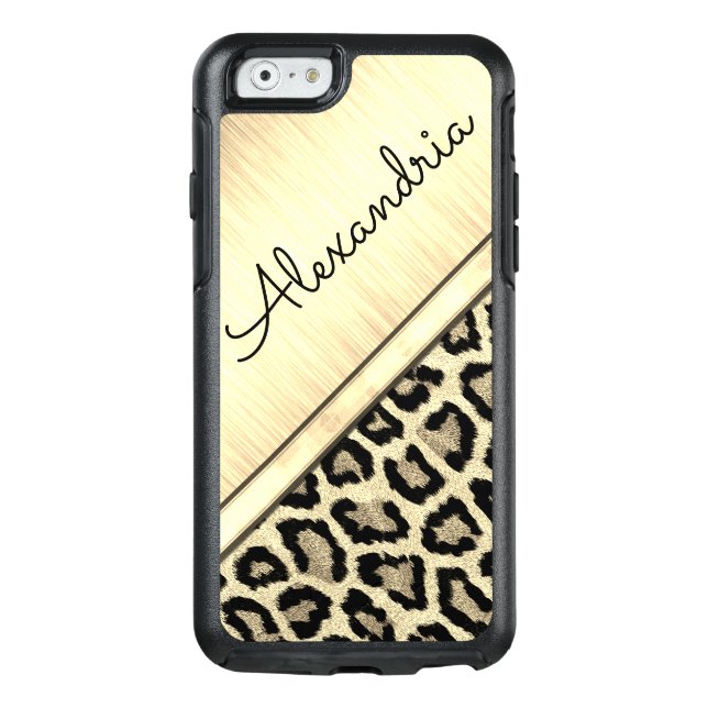 Gold  Illuminating Leopard Print Otterbox iPhone Case (Back)
