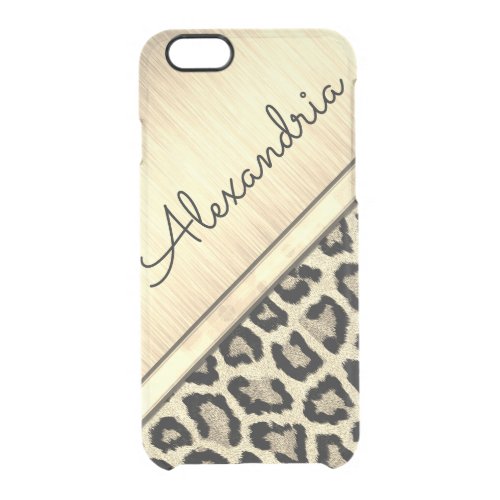 Gold  Illuminating Leopard Print Clear iPhone 66S Case