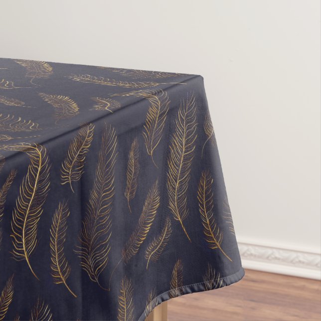 Gold Illustrated Feather  Tablecloth (In Situ)