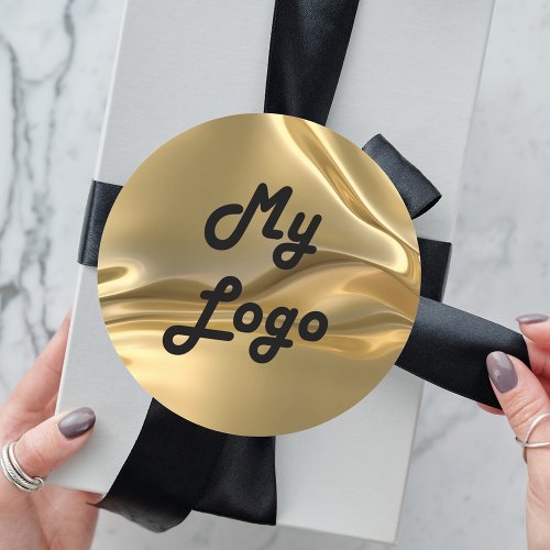 Gold image business logo classic round sticker