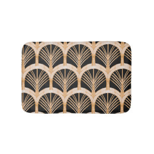 Gold imitation: watercolor art deco. bath mat