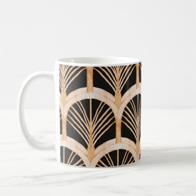 Gold imitation: watercolor art deco. coffee mug (Left)