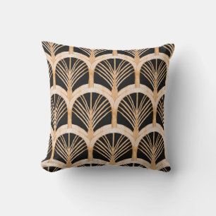 Gold imitation: watercolor art deco. throw pillow